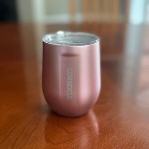Corksicle Wine  Tumbler 12 oz Stemless Pink Rose Design Wine Tumbler with Lid